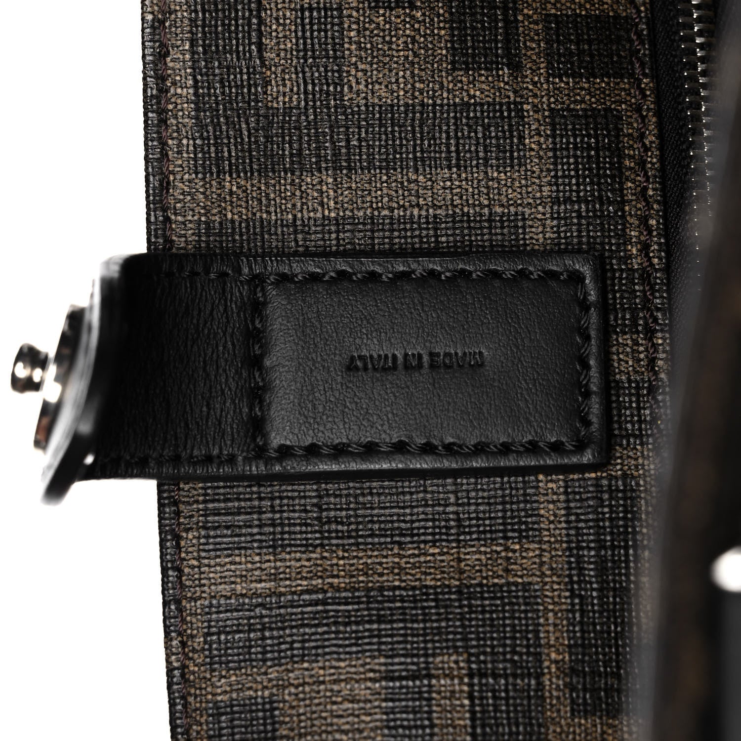 Fendi Glazed Fabric Vitello Century FF 1974 Roma Amor Tote Tobacco Moro Black Limone 11 of 14