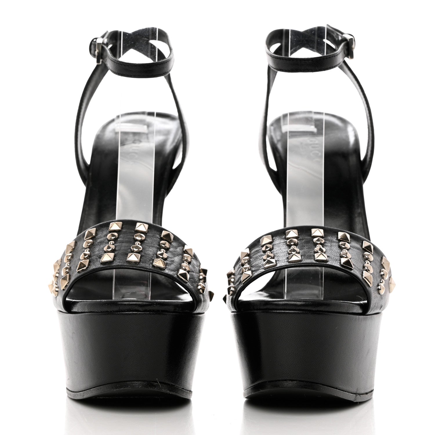 Gucci Malaga Kid Studded Leila Ankle Strap Platform Sandals 35.5 Black 2 of 11