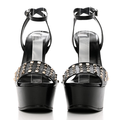 Gucci Malaga Kid Studded Leila Ankle Strap Platform Sandals 35.5 Black 2 of 11