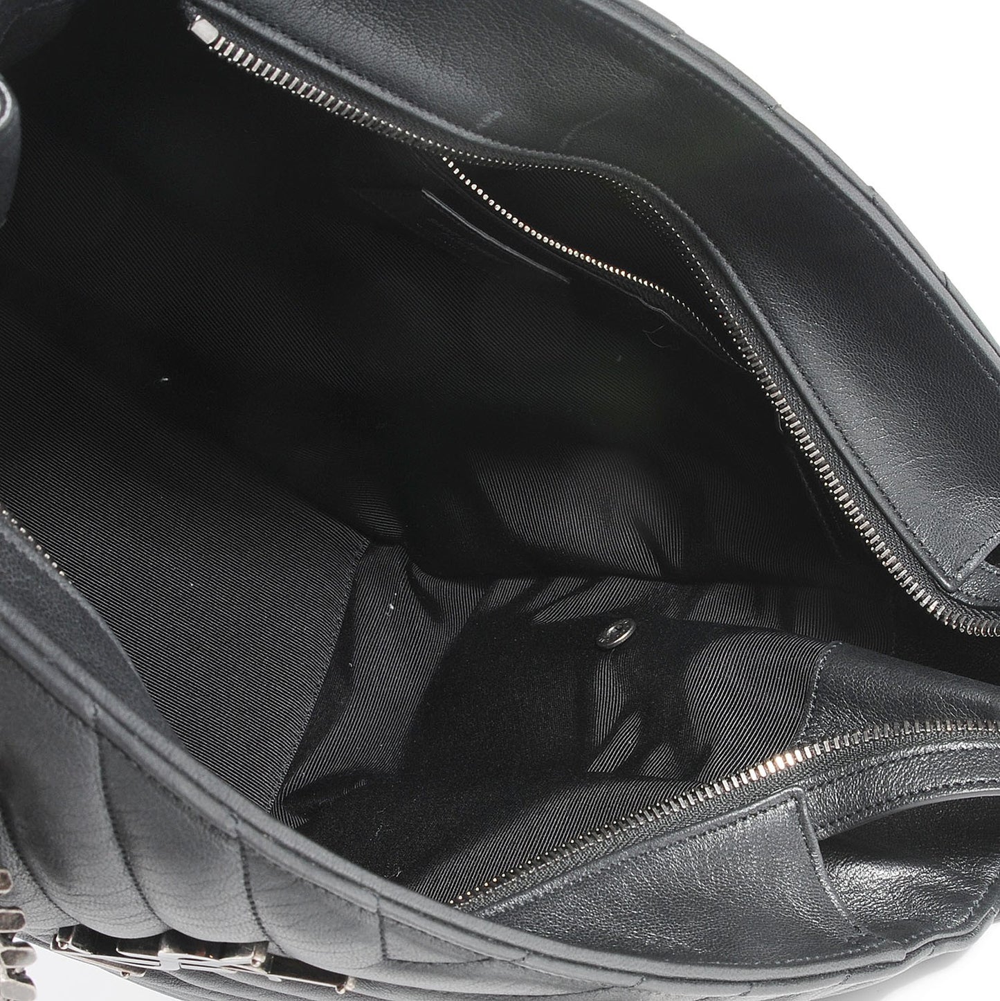 Sheepskin Matelasse Chevron Large Monogram Shopper Black