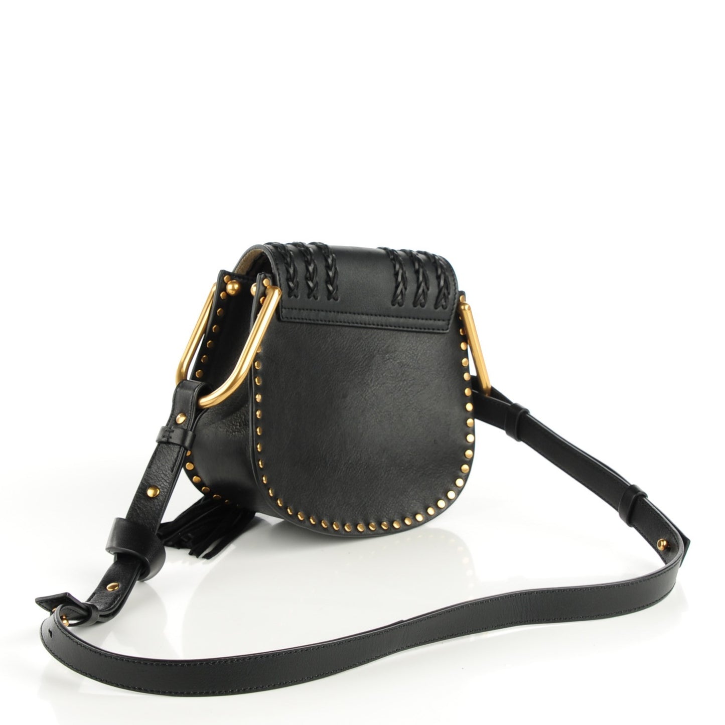 Calfskin Braided Mini Hudson Shoulder Bag Black