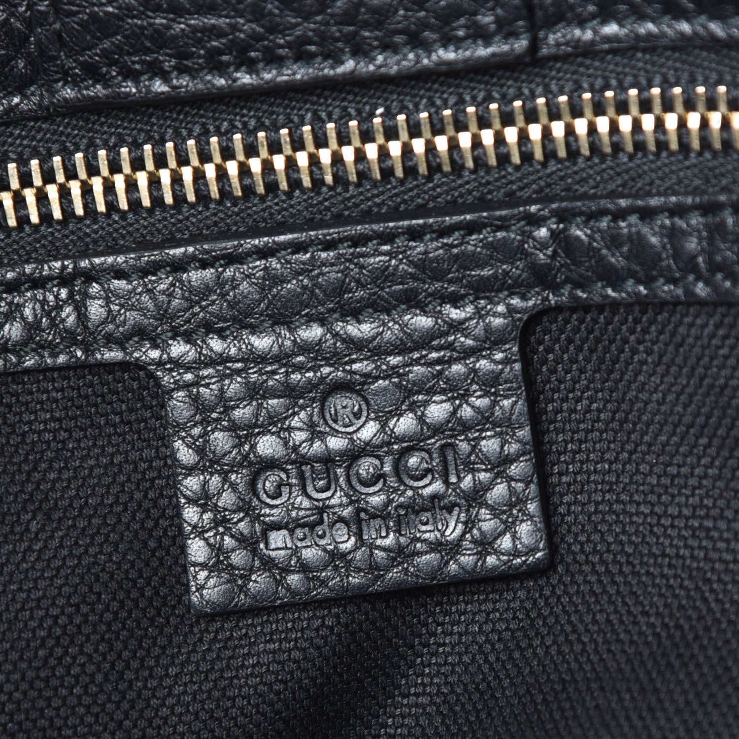 Gucci Pebbled Calfskin Medium Bamboo Shopper Tote Black 9 of 11