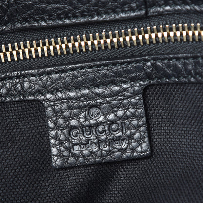 Gucci Pebbled Calfskin Medium Bamboo Shopper Tote Black 9 of 11