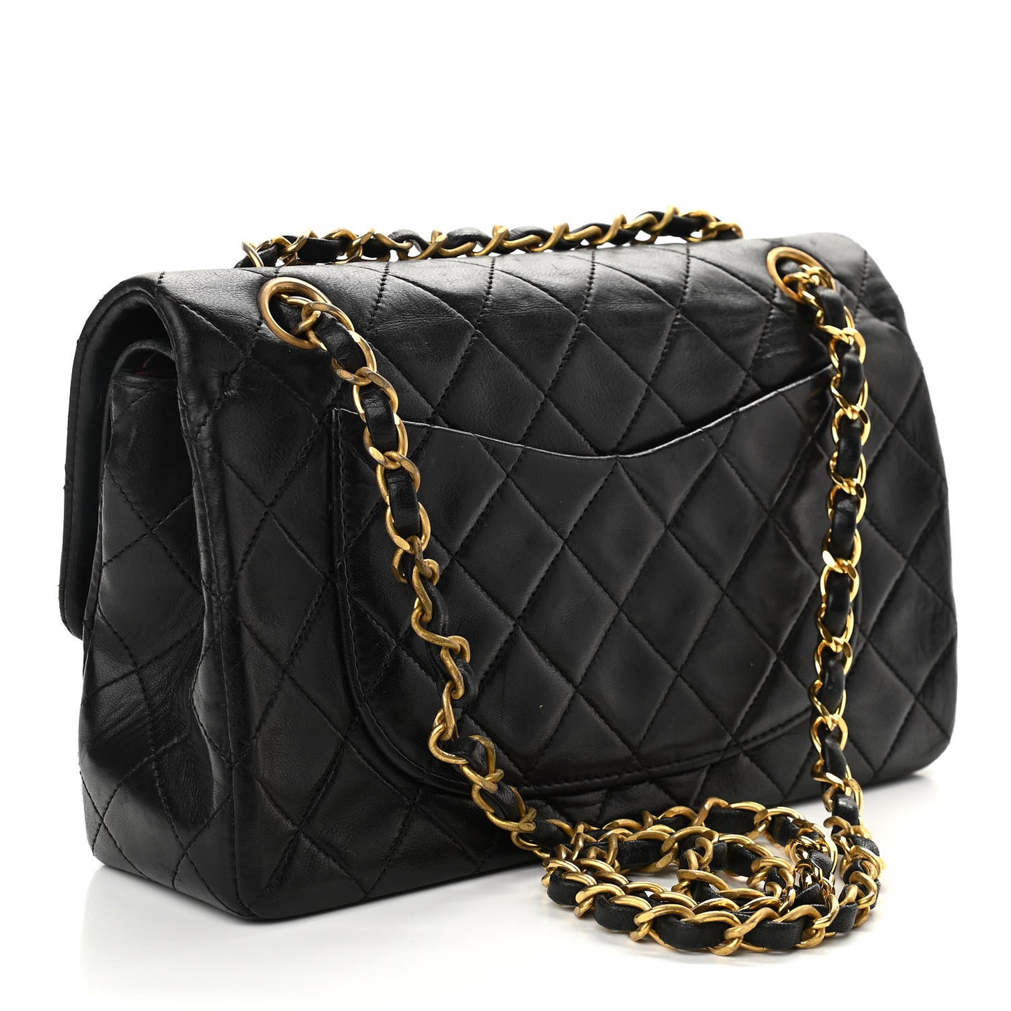 Lambskin Quilted Small Double Flap Black