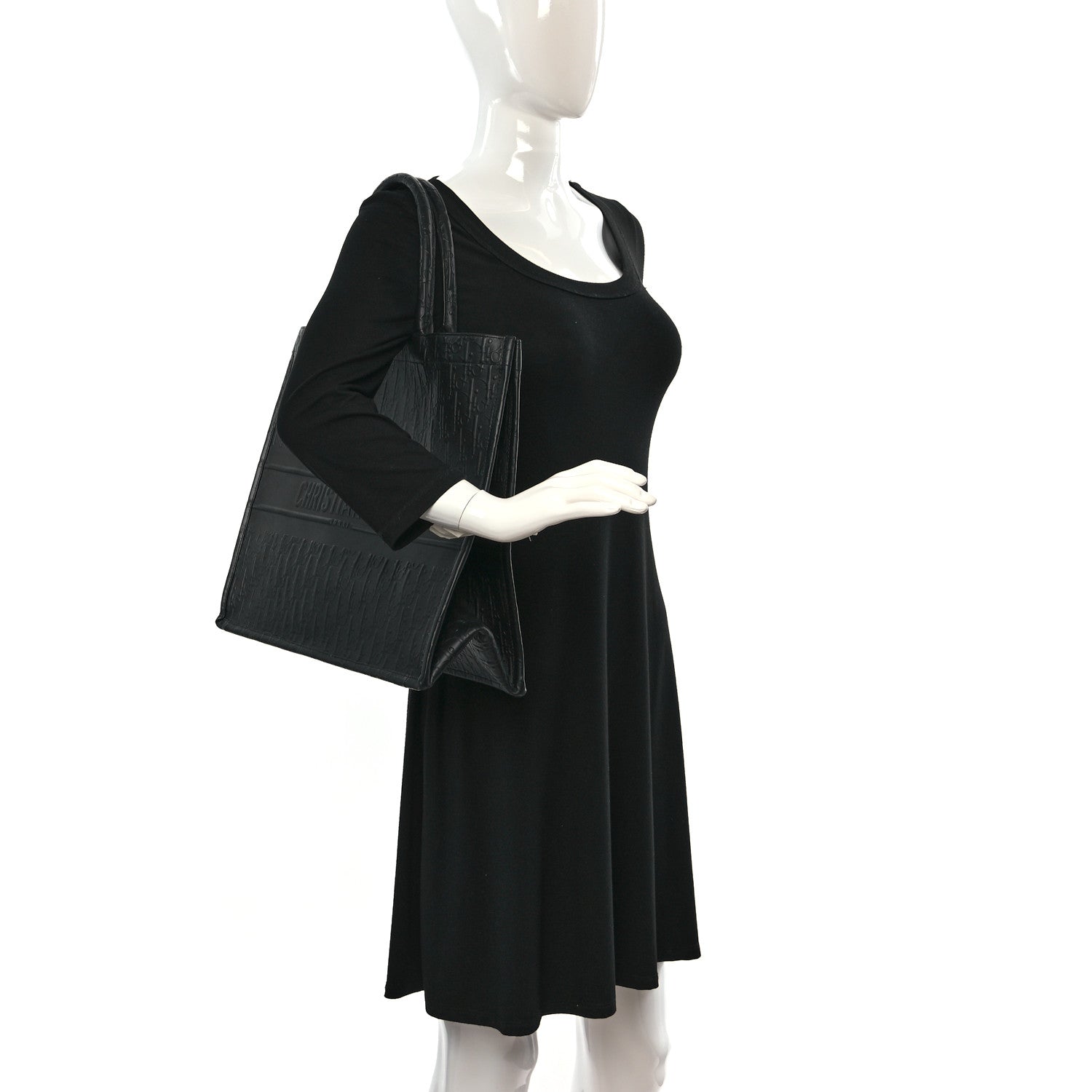 Christian Dior Oblique Calfskin Embossed Large Book Tote Black 2 of 9