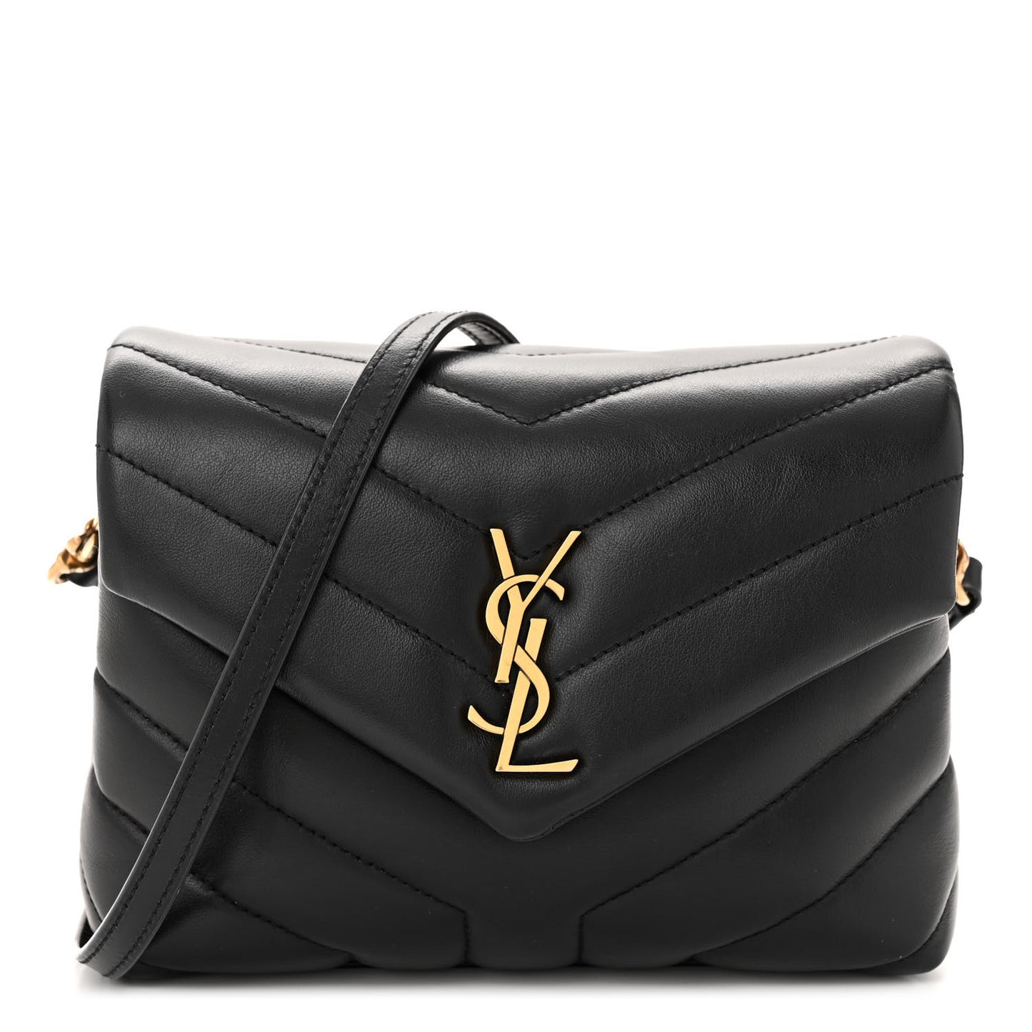Calfskin Y Quilted Monogram Toy Loulou Crossbody Bag Black