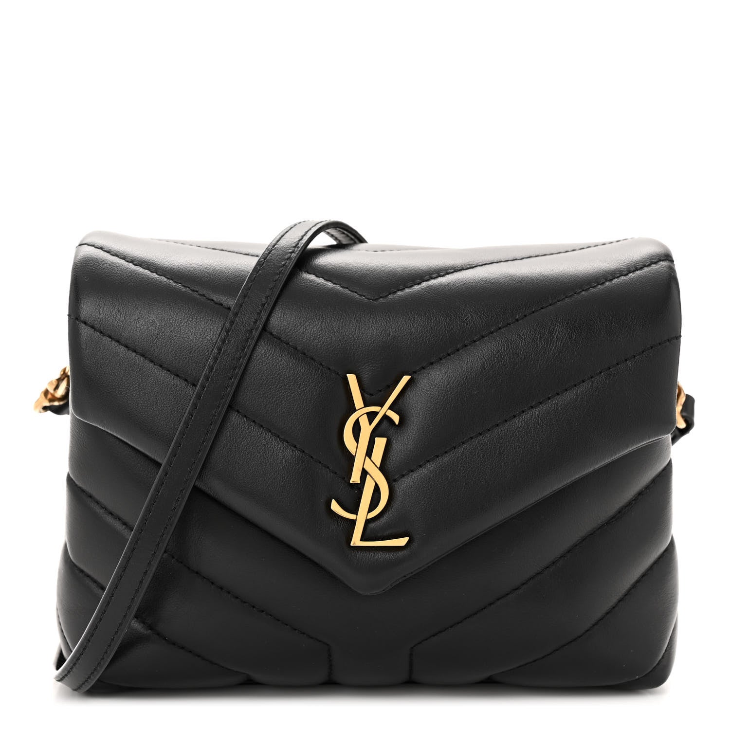 Saint Laurent Calfskin Y Quilted Monogram Toy Loulou Crossbody Bag Black 1 of 10