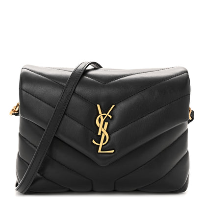 Saint Laurent Calfskin Y Quilted Monogram Toy Loulou Crossbody Bag Black 1 of 10