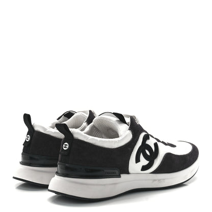 Chanel Nylon Suede Calfskin CC Sneakers 41 White Dark Grey 4 of 8