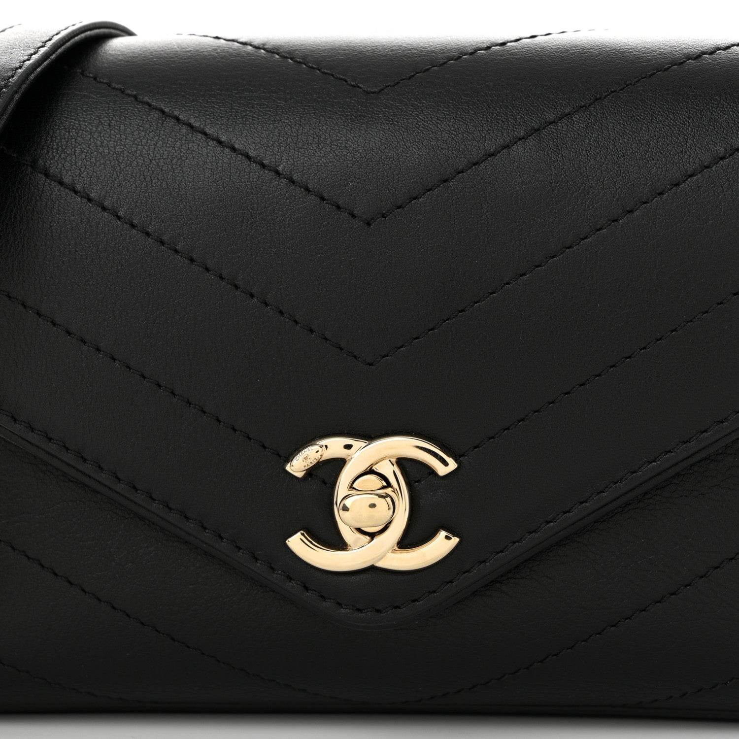 Chanel Calfskin Chevron Stitched Coco Waist Bag Black 8 of 10