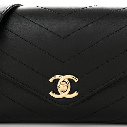 Chanel Calfskin Chevron Stitched Coco Waist Bag Black 8 of 10