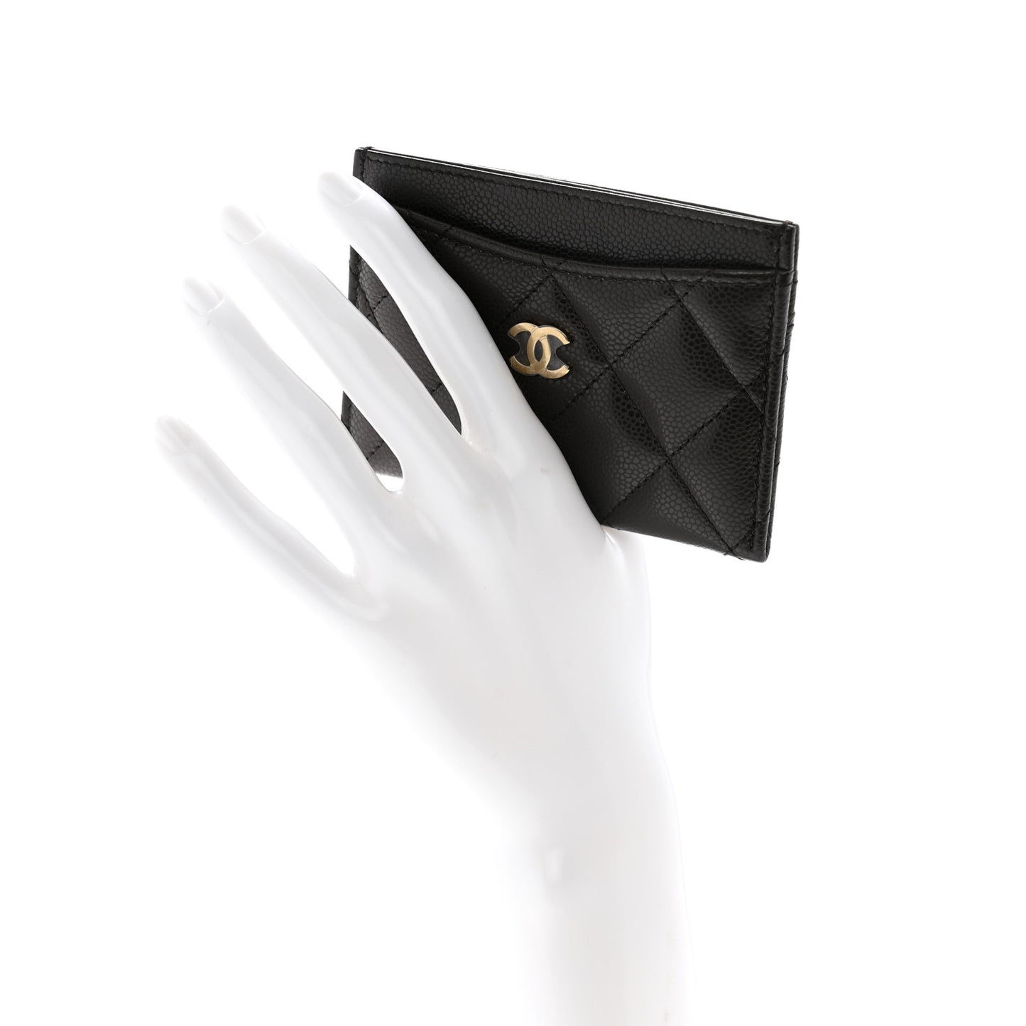 Caviar Quilted Card Holder Dark Brown