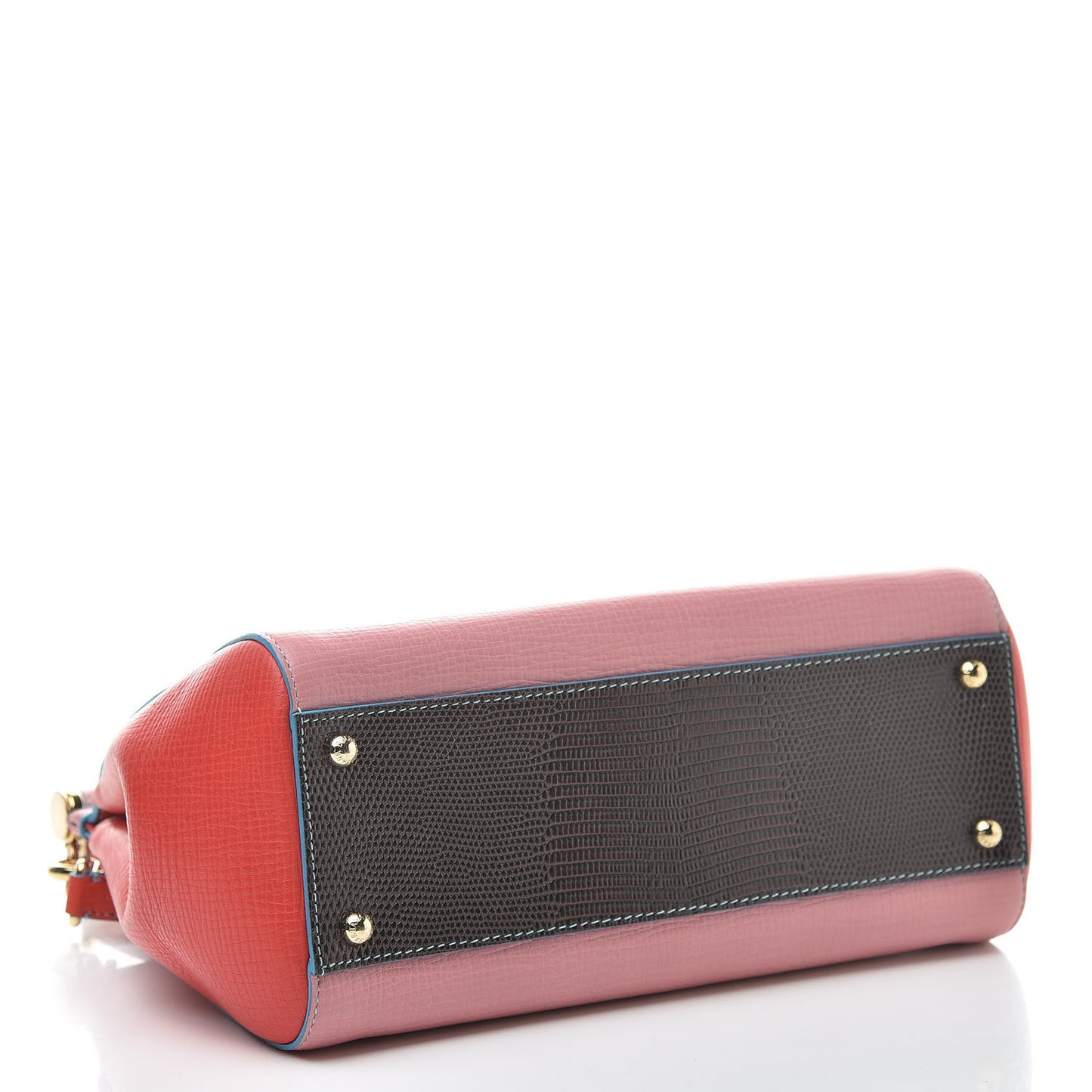 Lizard Tri-Color Medium Miss Sicily Satchel Red Pink Black