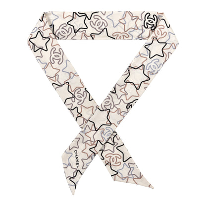 Chanel Silk CC Slim Bandeau Scarf White Multicolor 1 of 3