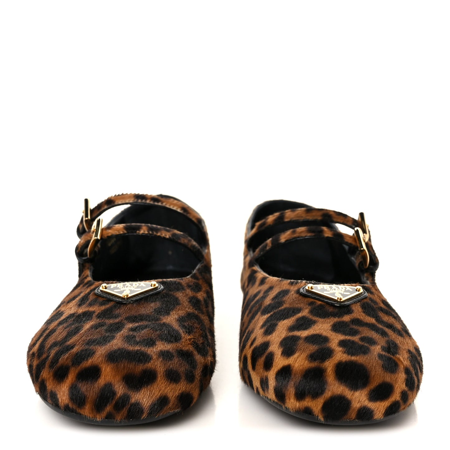 Calf Hair Leopard Print Ballerina Flats 38.5 Honey
