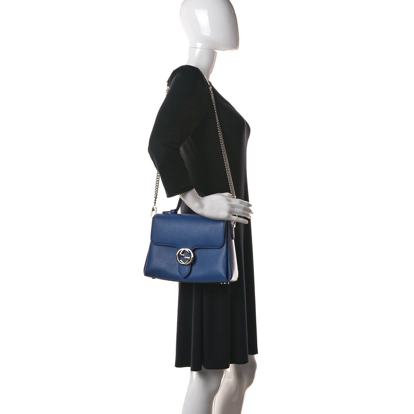 Dollar Calfskin Interlocking G Top Handle Shoulder Bag Caspian