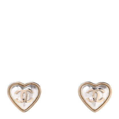 Chanel Pearl CC Heart Earrings Gold 1 of 5