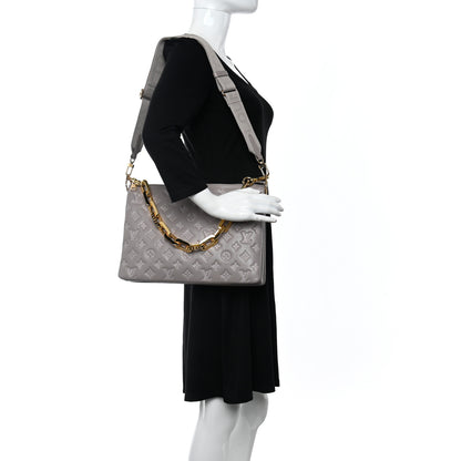 Louis Vuitton Lambskin Embossed Monogram Coussin MM Grey 2 of 9