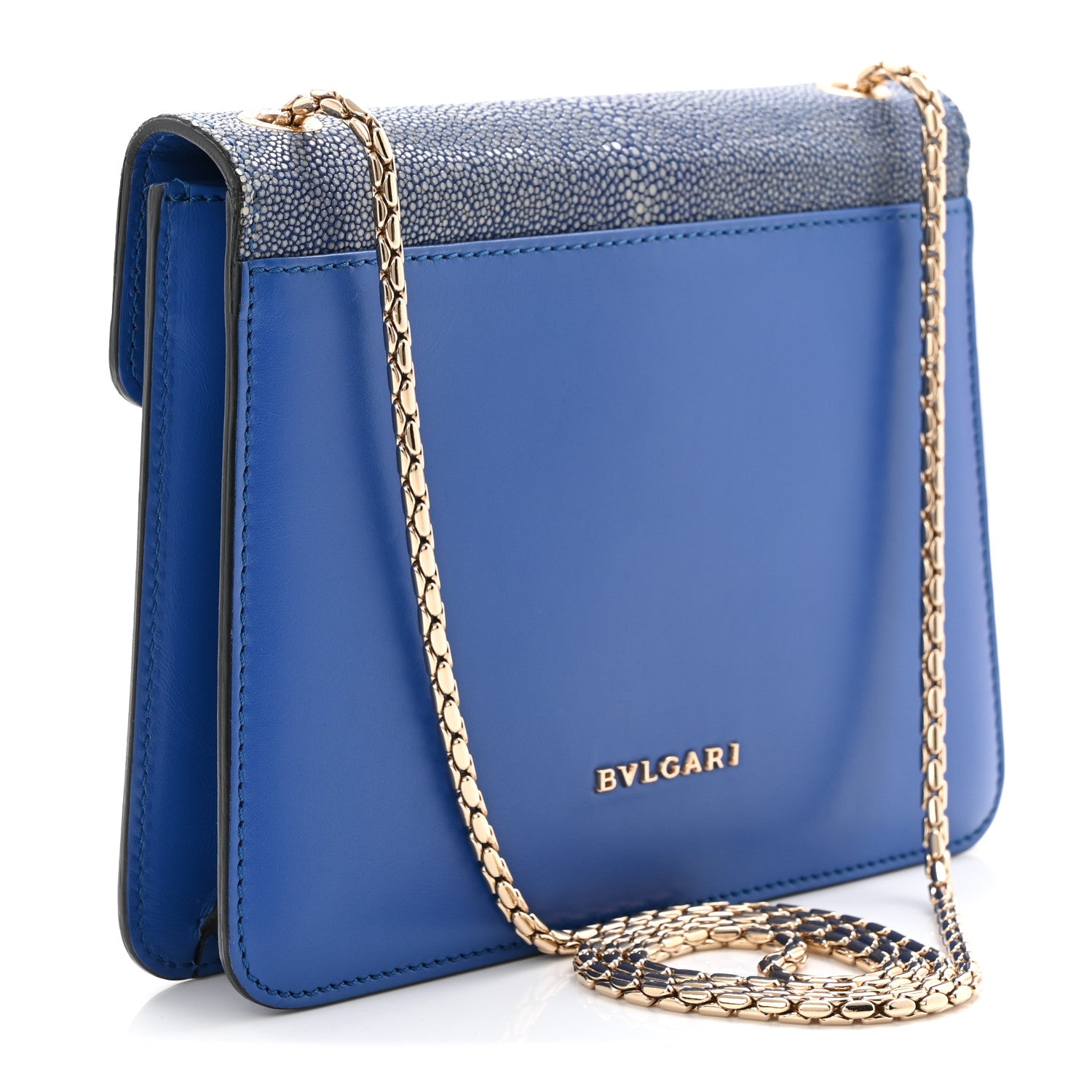 Bulgari Galuchat Calfskin Serpenti Forever Crossbody Bag Blue 6 of 19