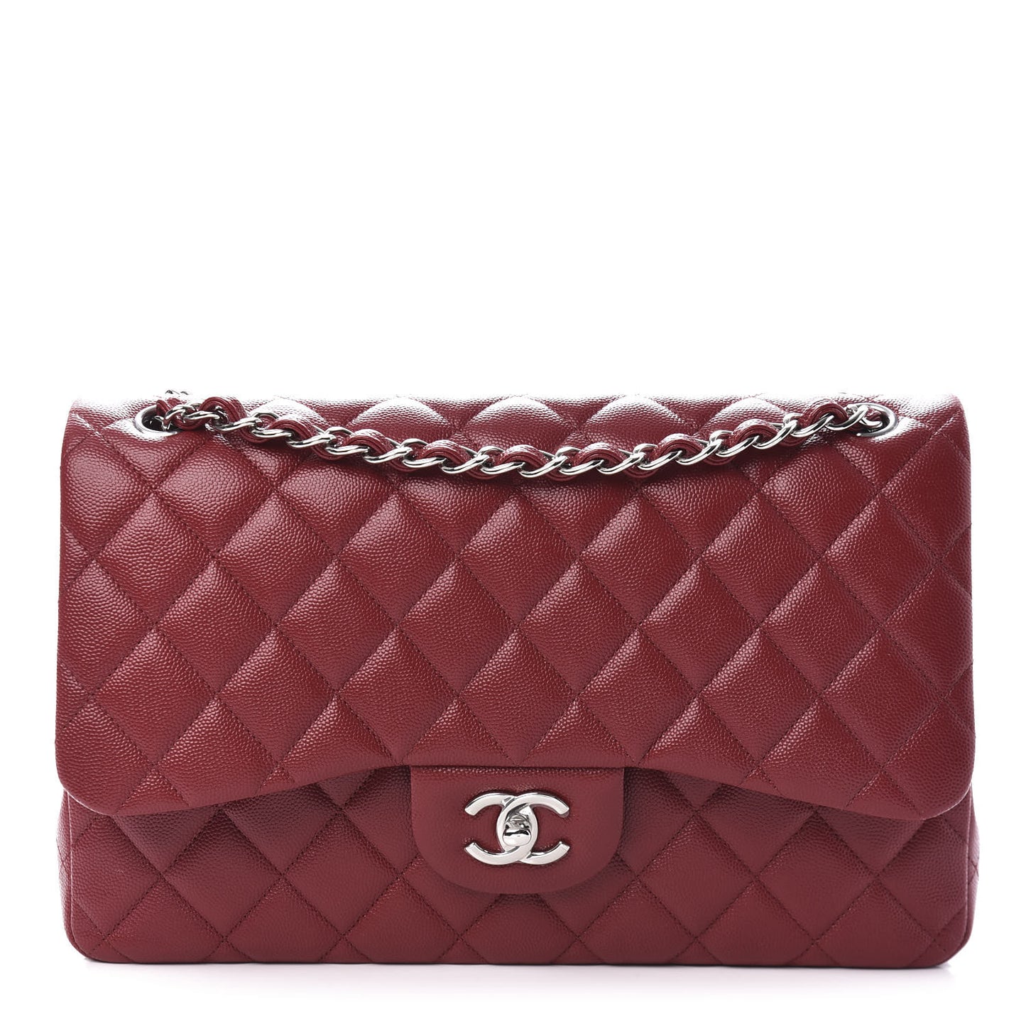 Caviar Quilted Jumbo Double Flap Red