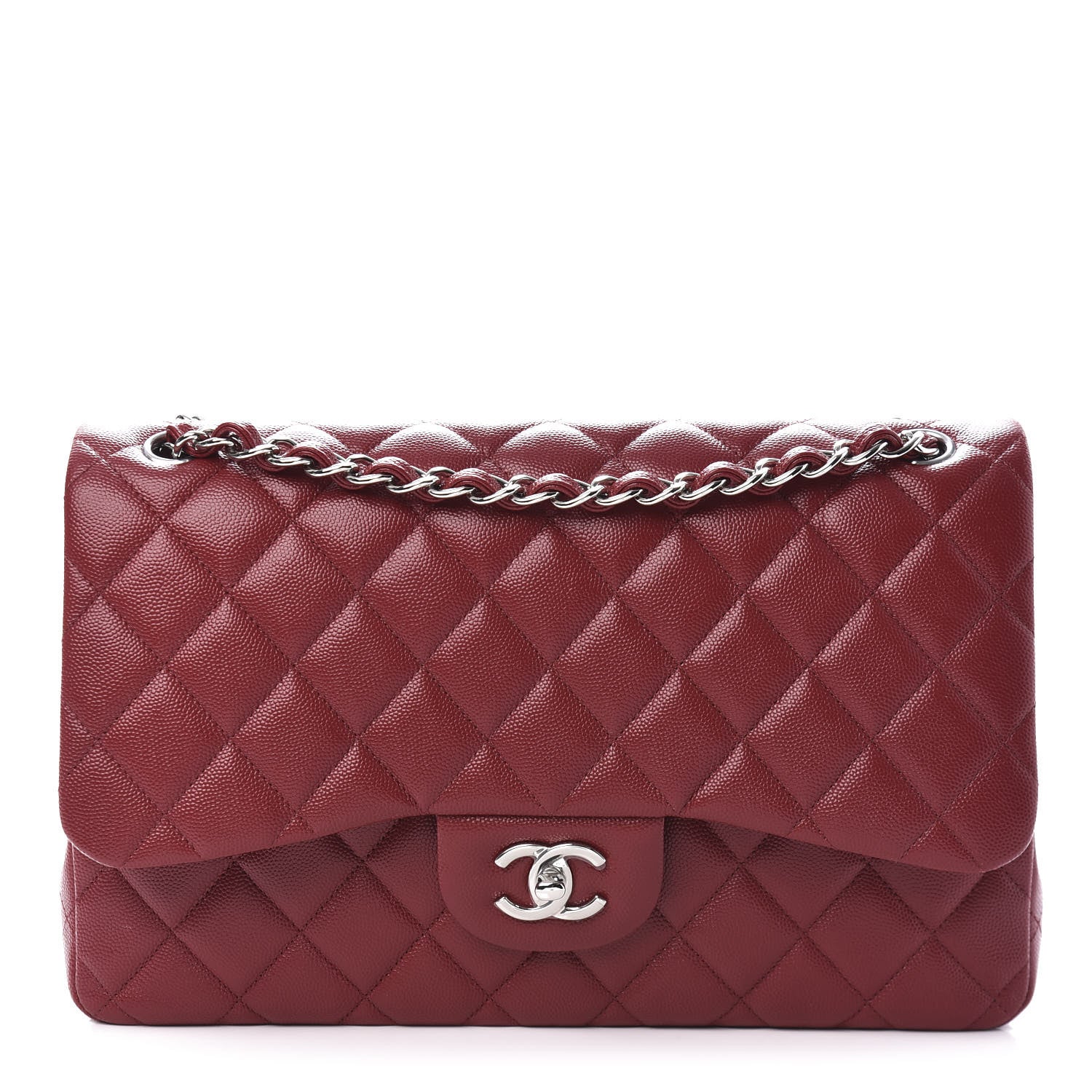 Chanel Caviar Quilted Jumbo Double Flap Red 1 of 10