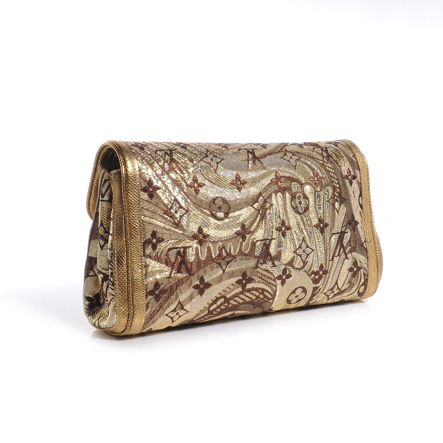 Monogram Brocade Thalie Clutch Gold