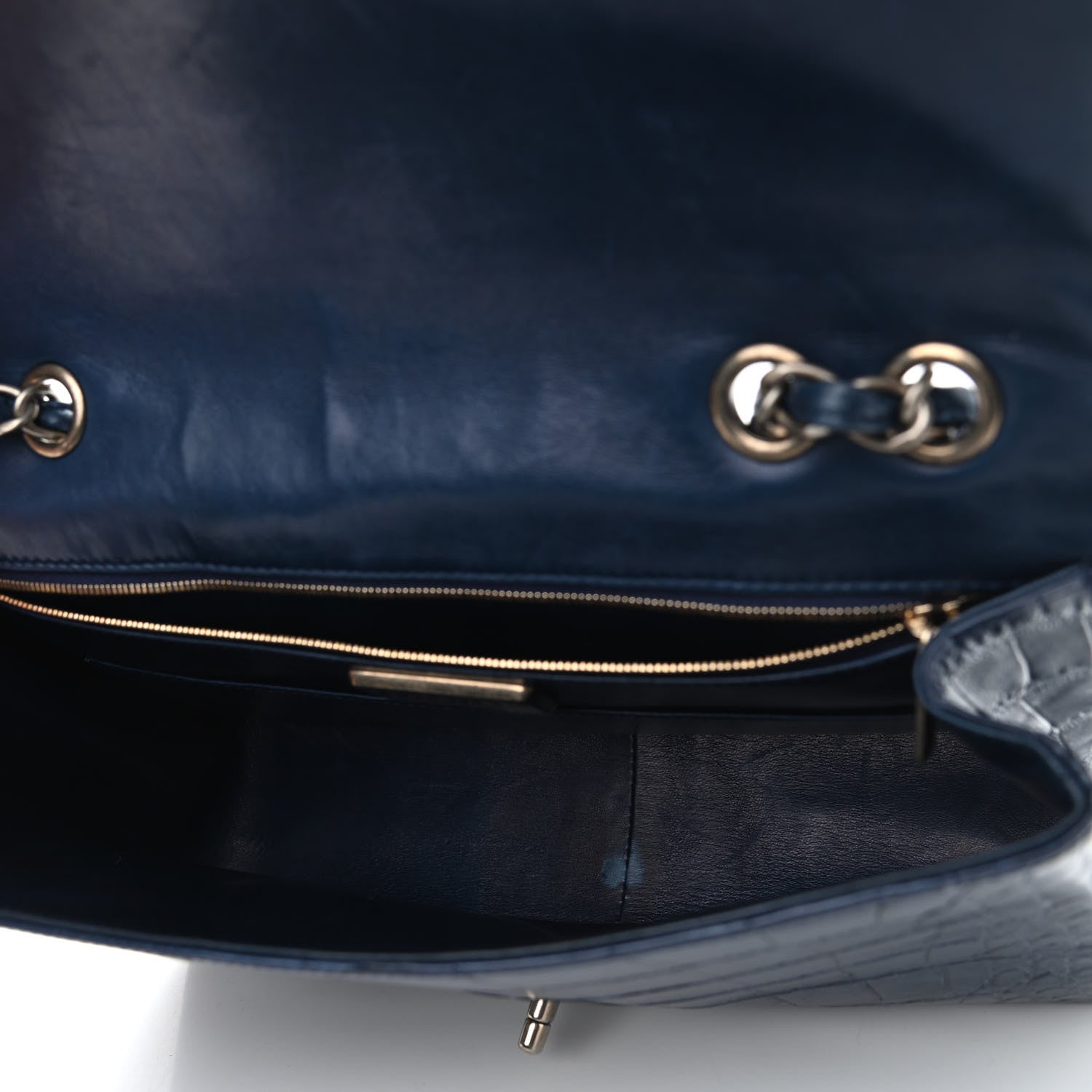Chanel Matte Alligator Jumbo Single Flap Blue 5 of 12