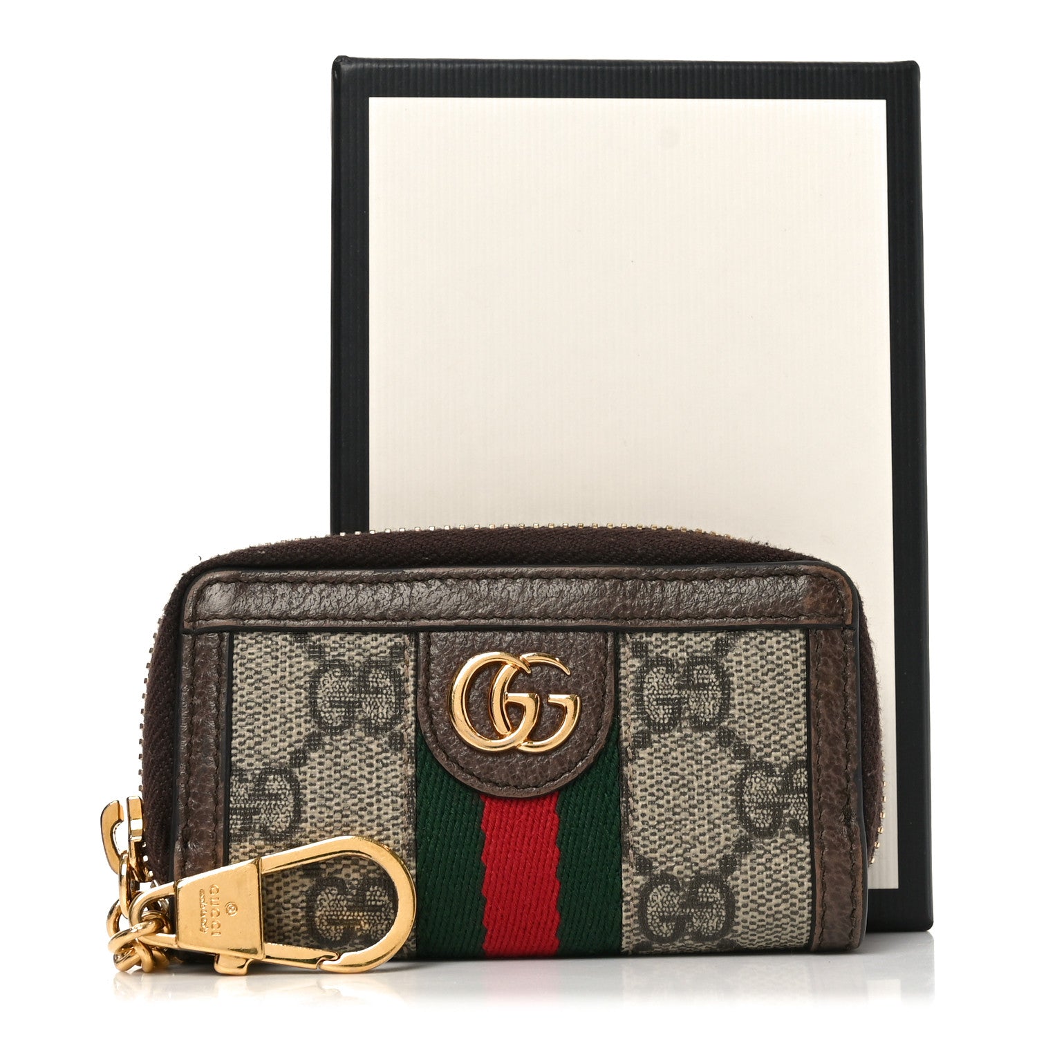 Gucci GG Supreme Monogram Web Ophidia Zip Around Key Case Beige New Acero 7 of 7