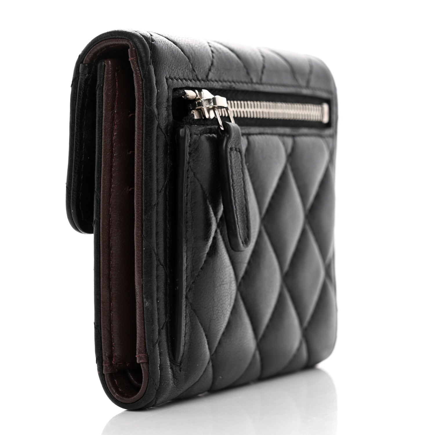 Chanel Lambskin Quilted Compact Flap Wallet Black 3 of 14