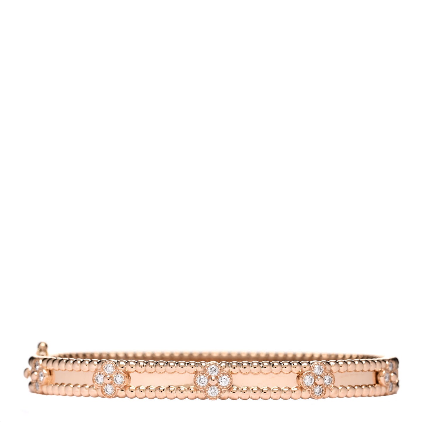 18K Rose Gold Diamond Perlee Sweet Clovers Bracelet S