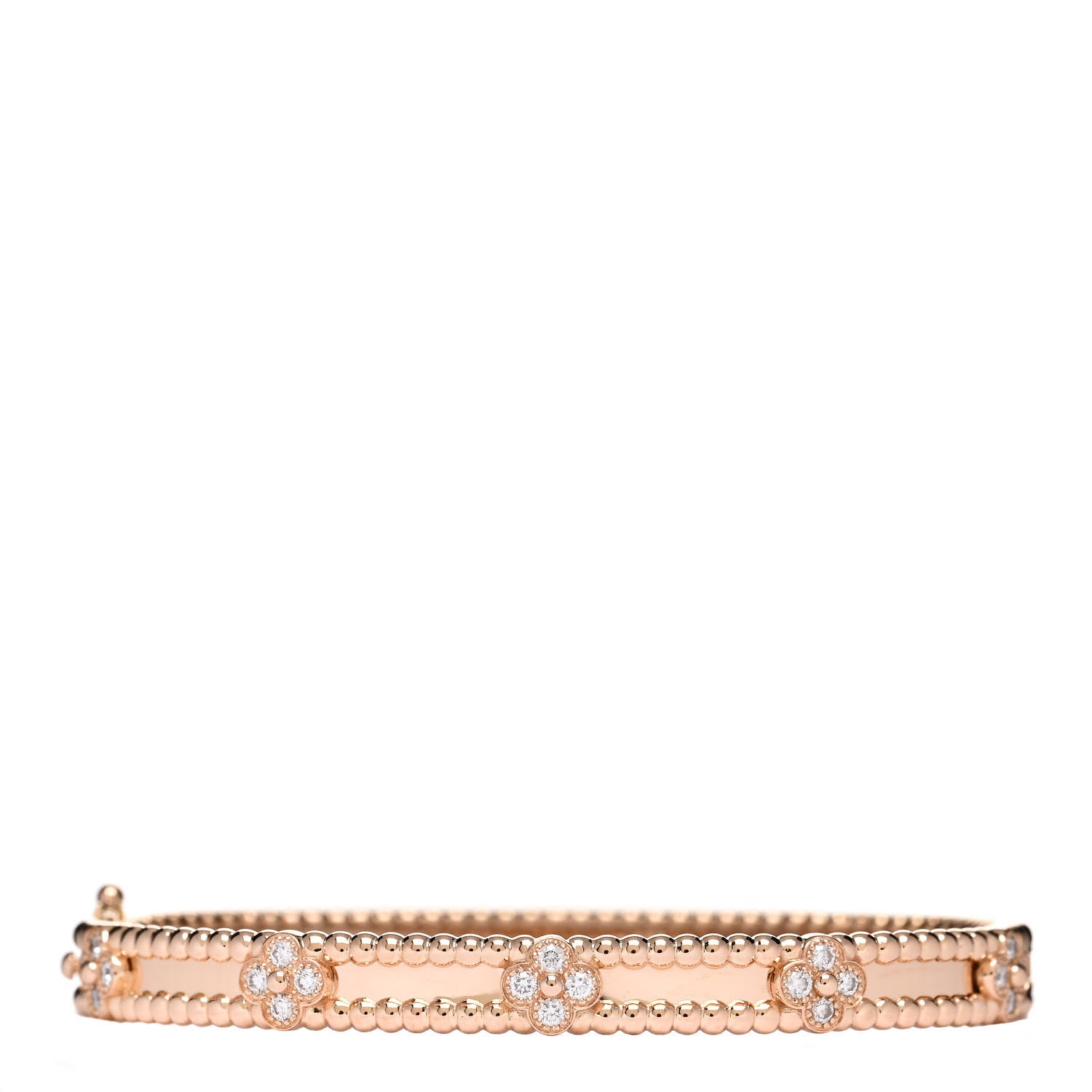 Van Cleef & Arpels 18K Rose Gold Diamond Perlee Sweet Clovers Bracelet S 1 of 4