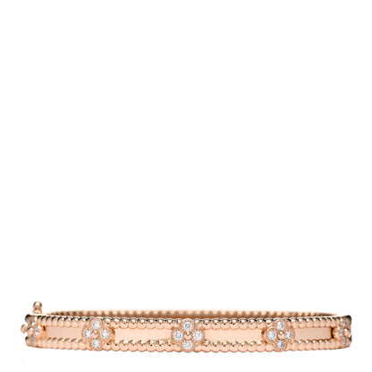 Van Cleef & Arpels 18K Rose Gold Diamond Perlee Sweet Clovers Bracelet S 1 of 4