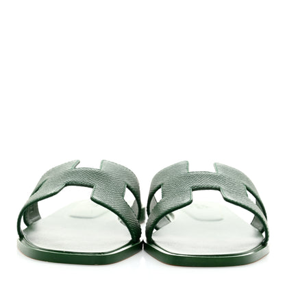 Hermes Epsom Oran Sandals 37 Vert Cactus 2 of 9