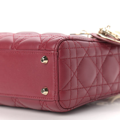 Christian Dior Lambskin Cannage Mini Lady Dior Burgundy 10 of 12