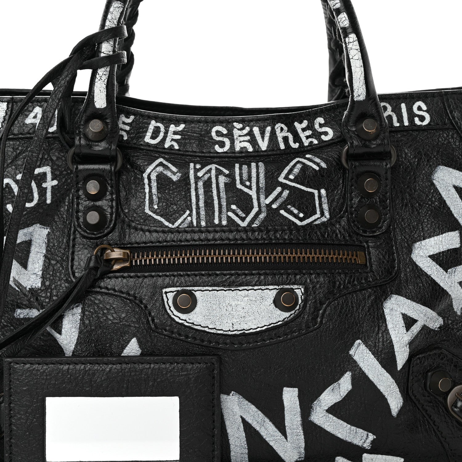 Balenciaga Agneau Classic Hardware Graffiti All Over S City Black 8 of 11