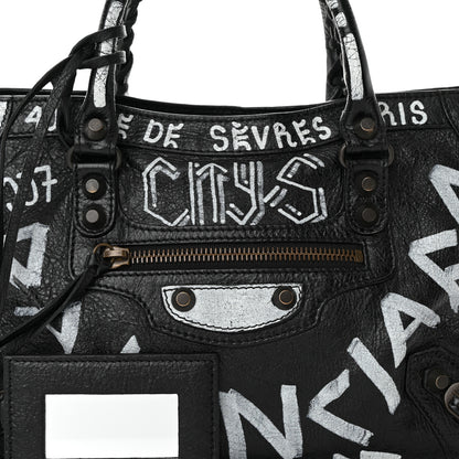 Balenciaga Agneau Classic Hardware Graffiti All Over S City Black 8 of 11
