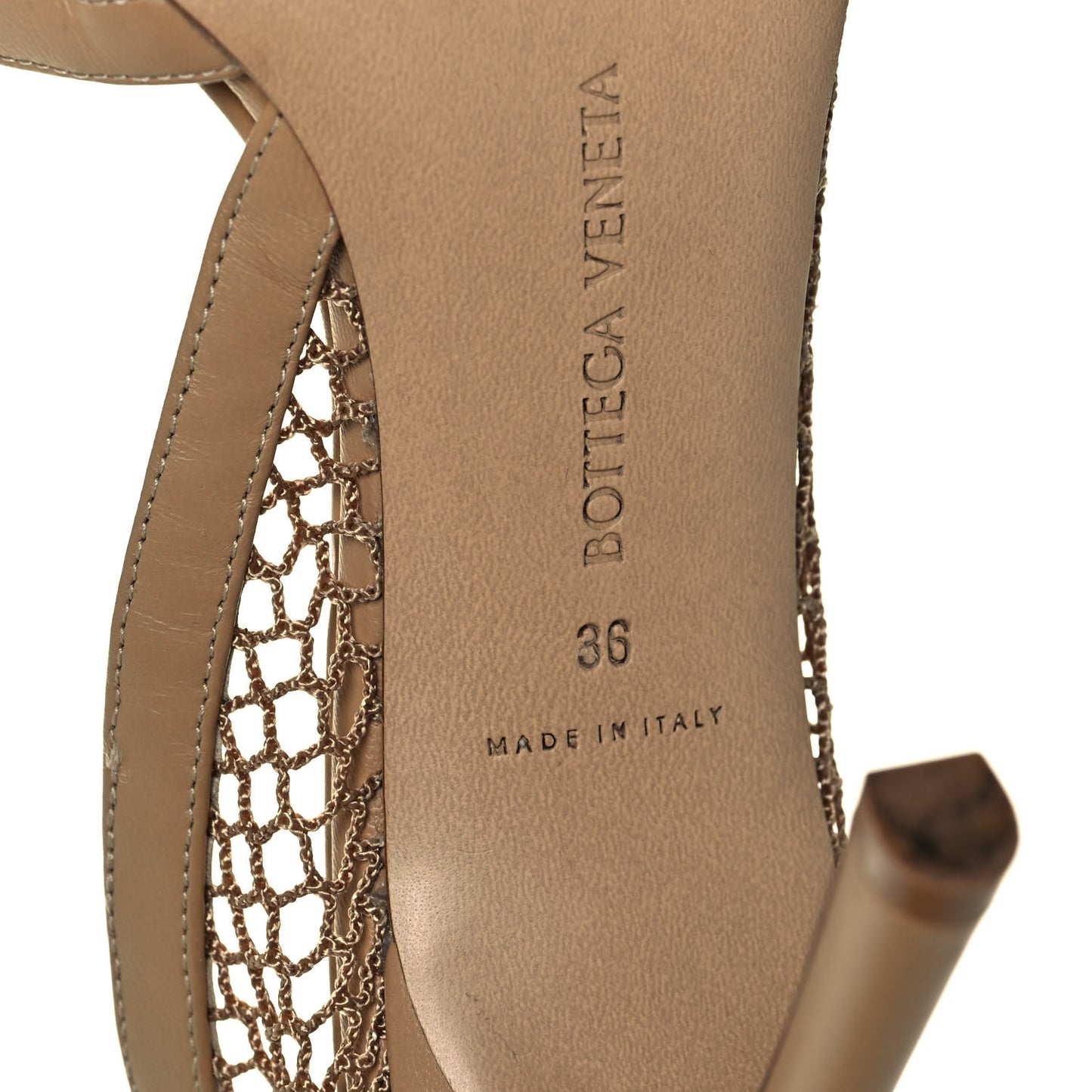 Mesh Nappa Chunky Chain Sandals 36 Beige Pony