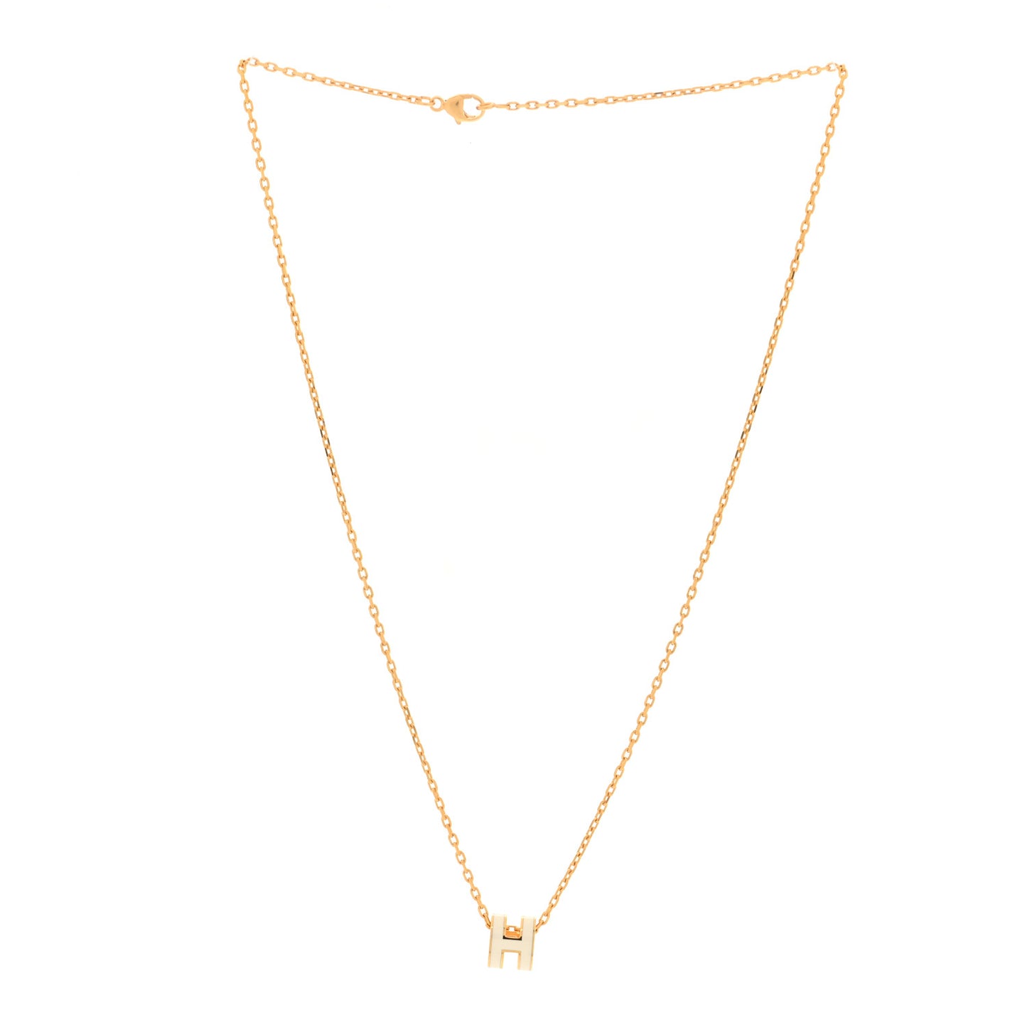 Lacquered Gold Mini Pop H Pendant Necklace White