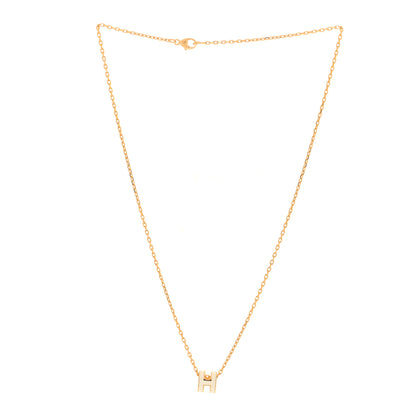 Hermes Lacquered Gold Mini Pop H Pendant Necklace White 3 of 7