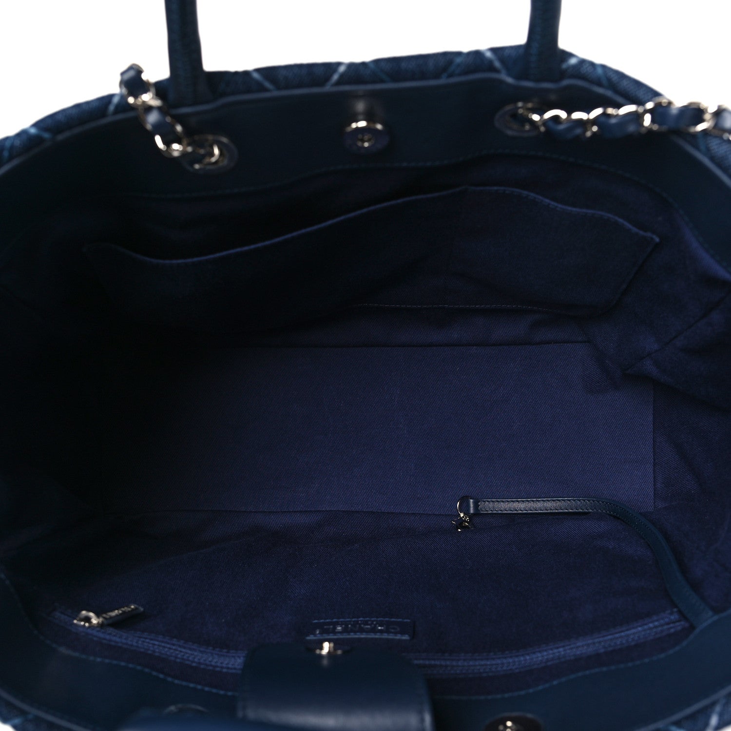 Chanel Denim Quilted Medium Coco Handle Shopping Tote Blue 6 of 12