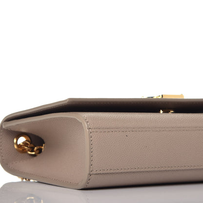 Saint Laurent Grain De Poudre Small Monogram Kate Satchel Dark Beige 7 of 8