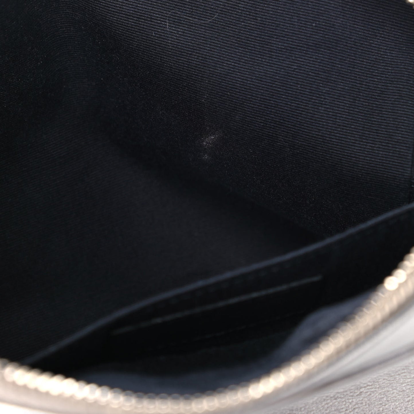 Metallic Calfskin Monogram Small Lou Camera Bag Silver