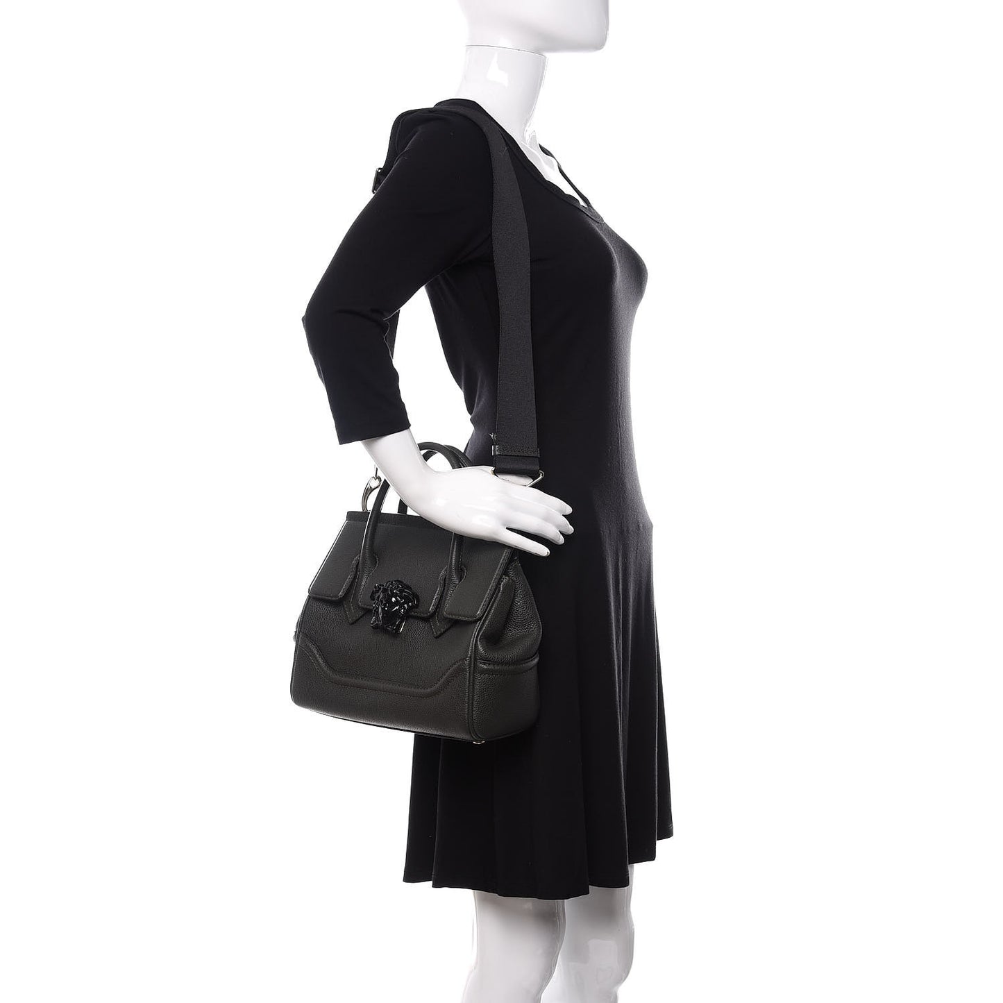 Calfskin Medium Palazzo Empire Bag Verde Scuro Black