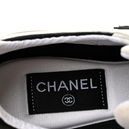 Chanel Suede Calfskin Grosgrain Womens CC Sneakers 38 White Black 8 of 10