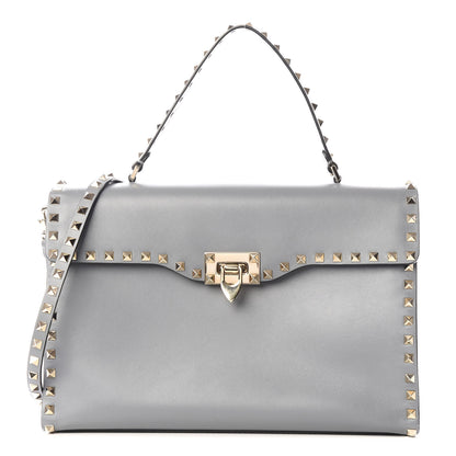 Valentino Garavani Vitello Rockstud Single Handle Flap Bag Light Stone 1 of 14