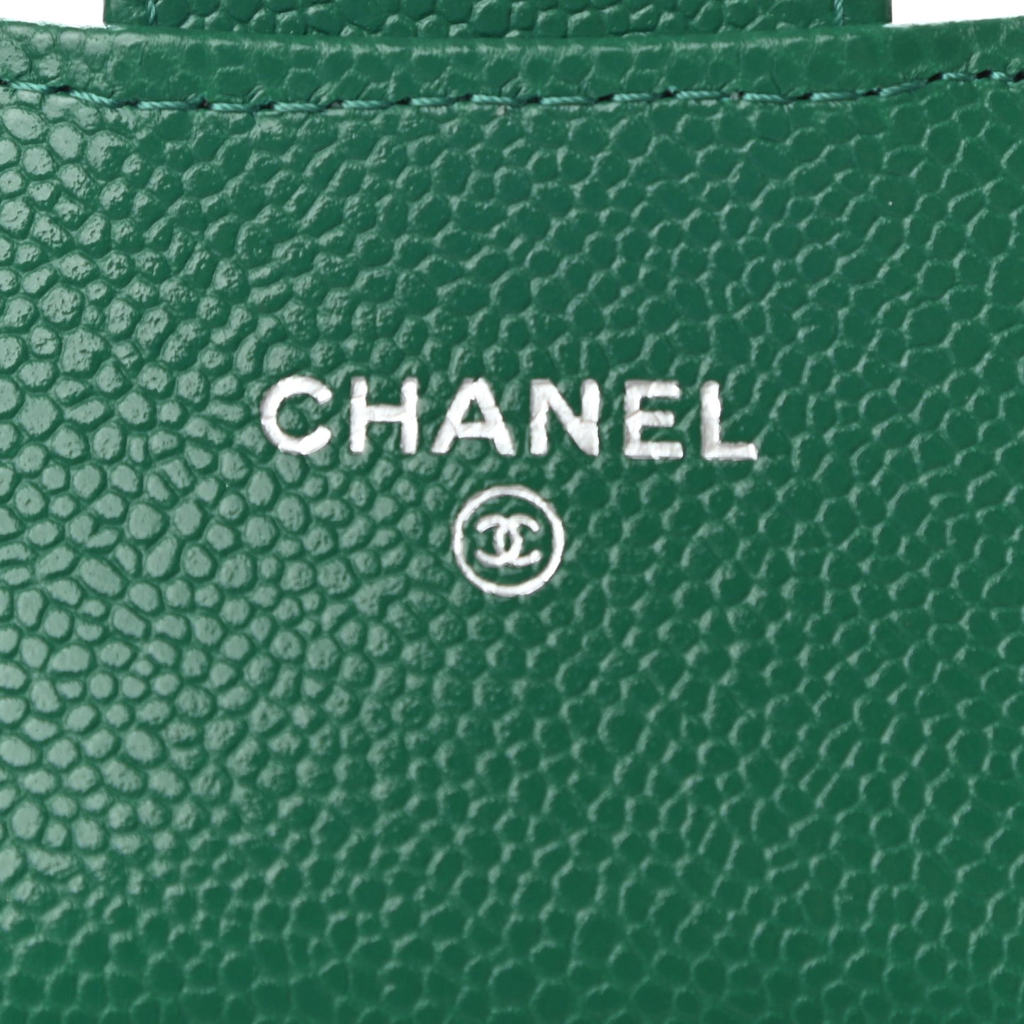 Caviar Quilted Flap Card Holder Wallet Green