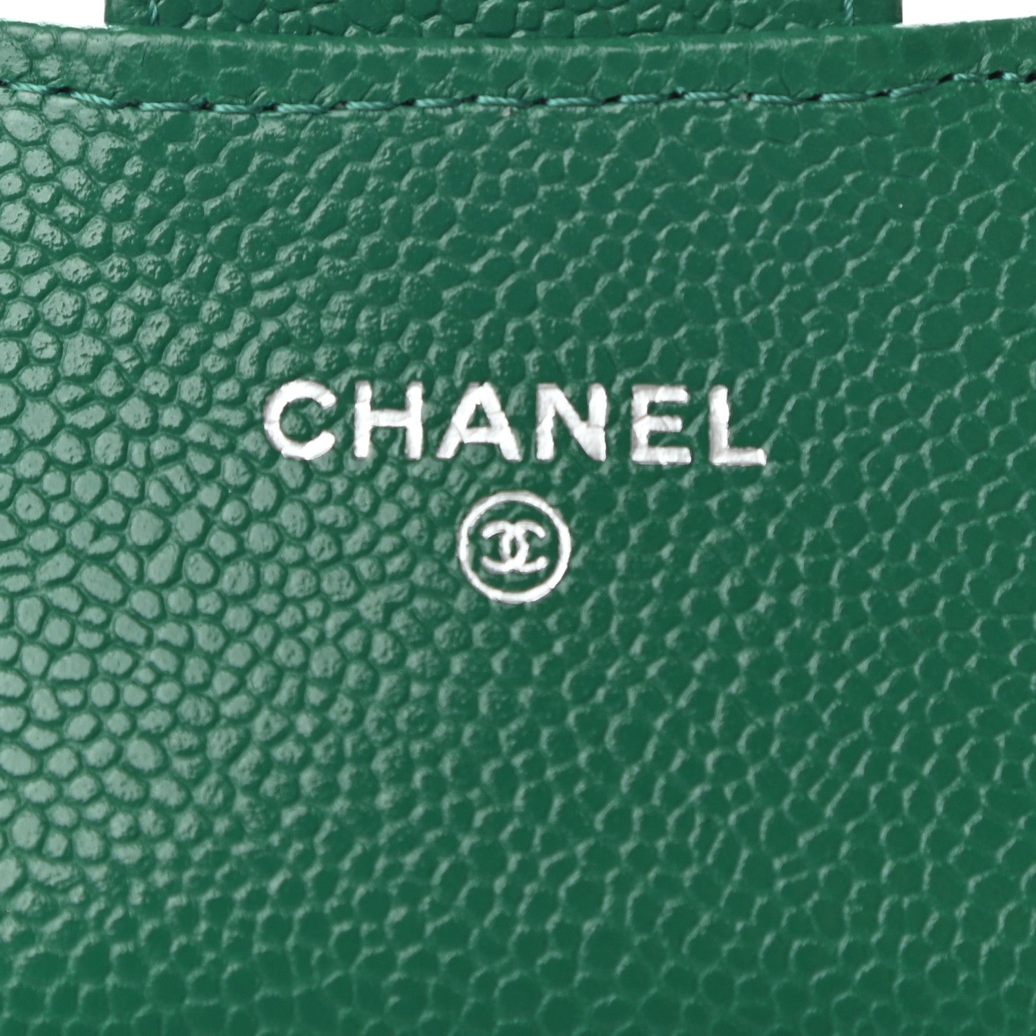 Chanel Caviar Quilted Flap Card Holder Wallet Green 6 of 8