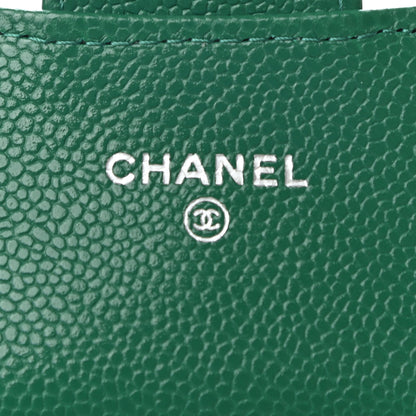 Chanel Caviar Quilted Flap Card Holder Wallet Green 6 of 8