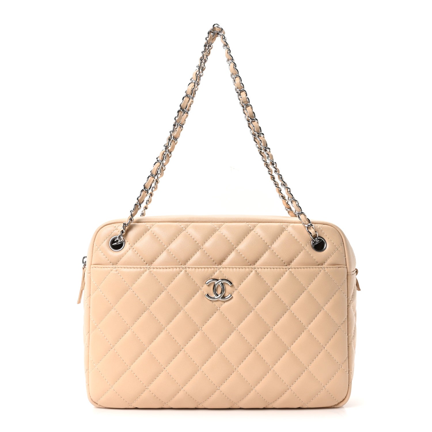 Chanel Shiny Lambskin Quilted Medium Camera Case Beige 1 of 10