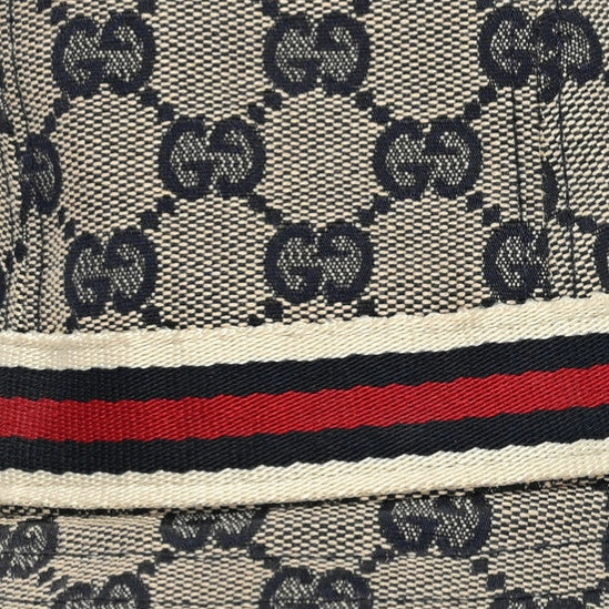GG Monogram Web Bucket Hat M Beige Blue